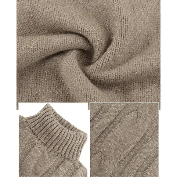 Warm and Stretchy Long Sleeve Turtleneck Midi Dress - Perfect for All Occasions - Picture 5 of 6